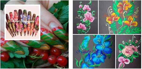 Flowers in different techniques