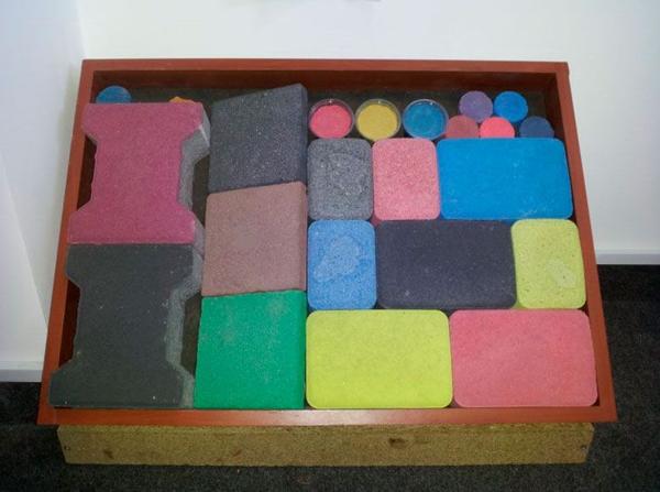 Colored paving stones