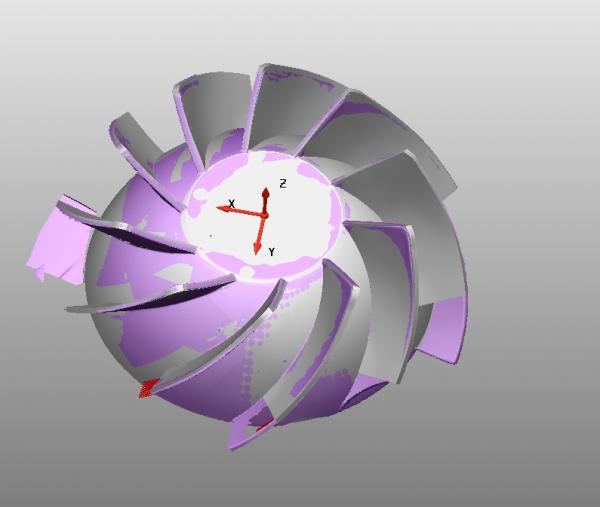 Реверс-інжиніринг крильчатки за допомогою 3D-сканування. Результат тривимірна твердотільна модель.